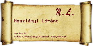 Meszlényi Lóránt névjegykártya